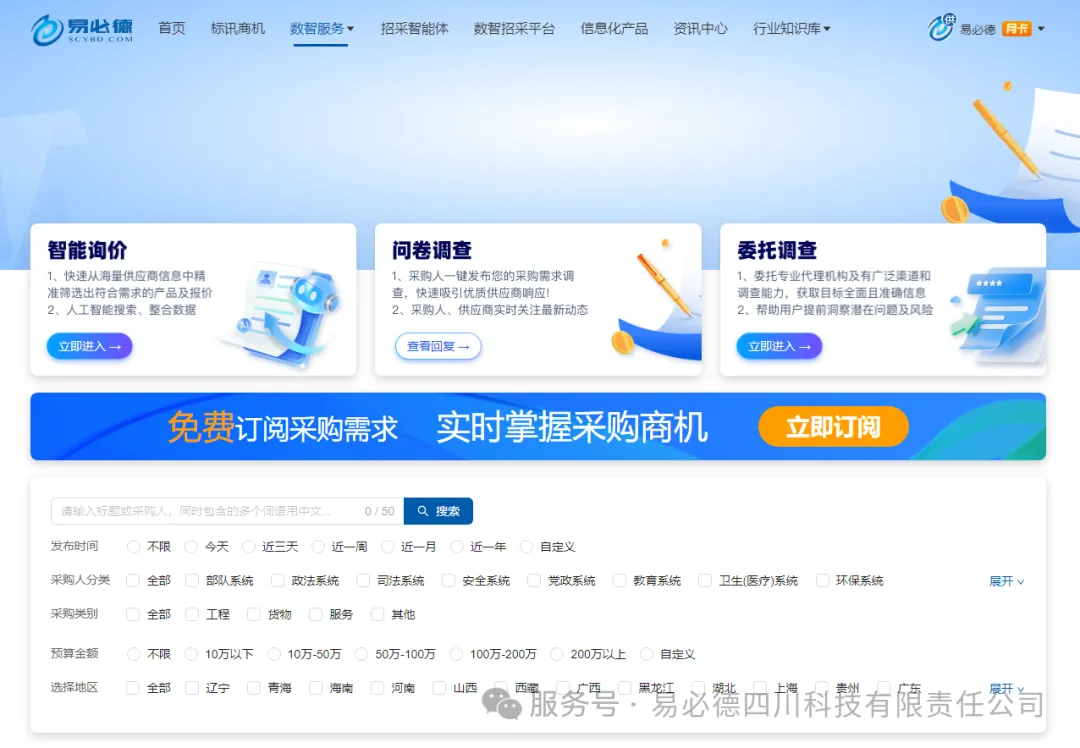 易必德需求调查系统首页截图